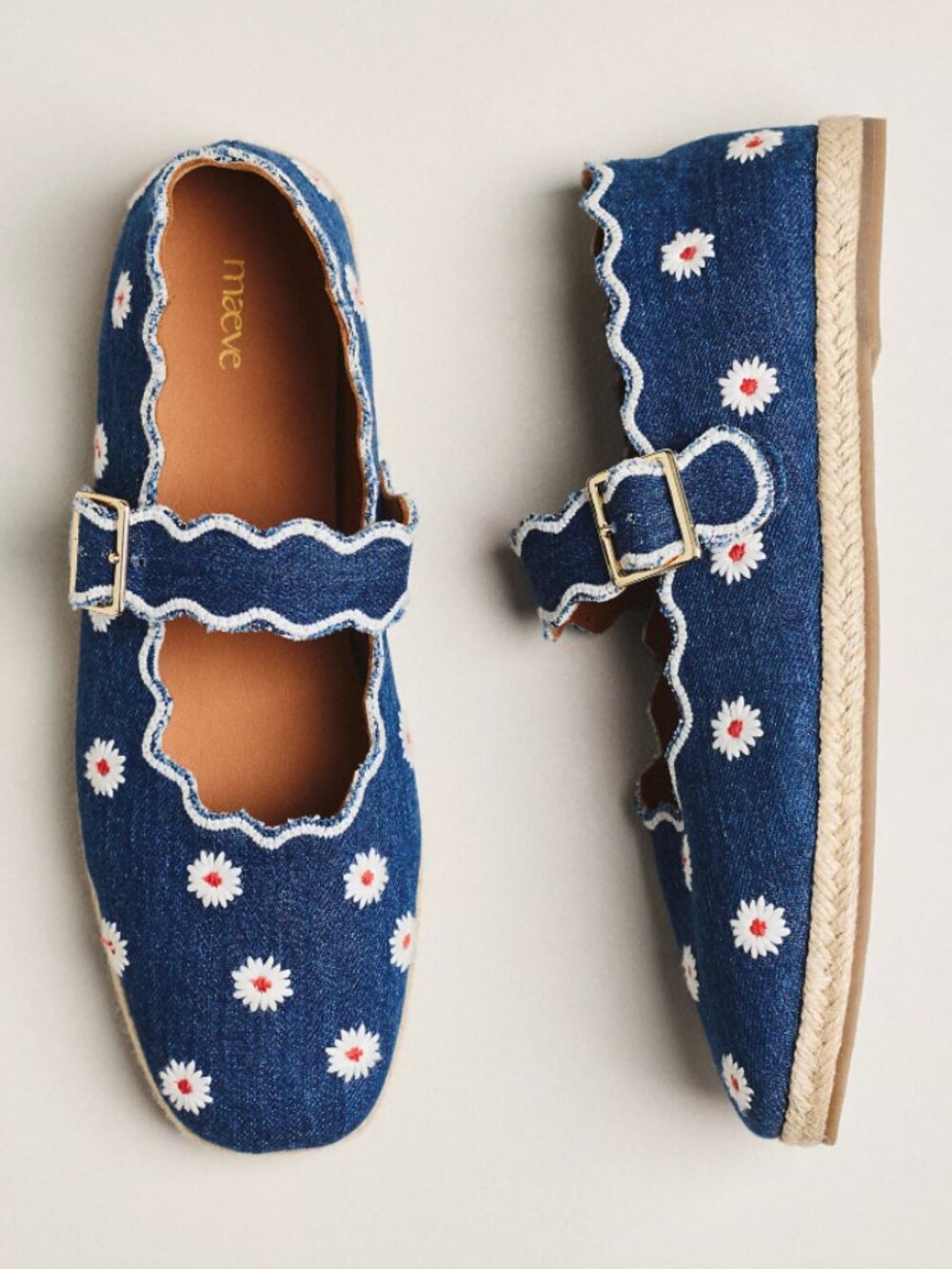 NWT Maeve Daisy Denim Espadrille Mary Janes | Size 10